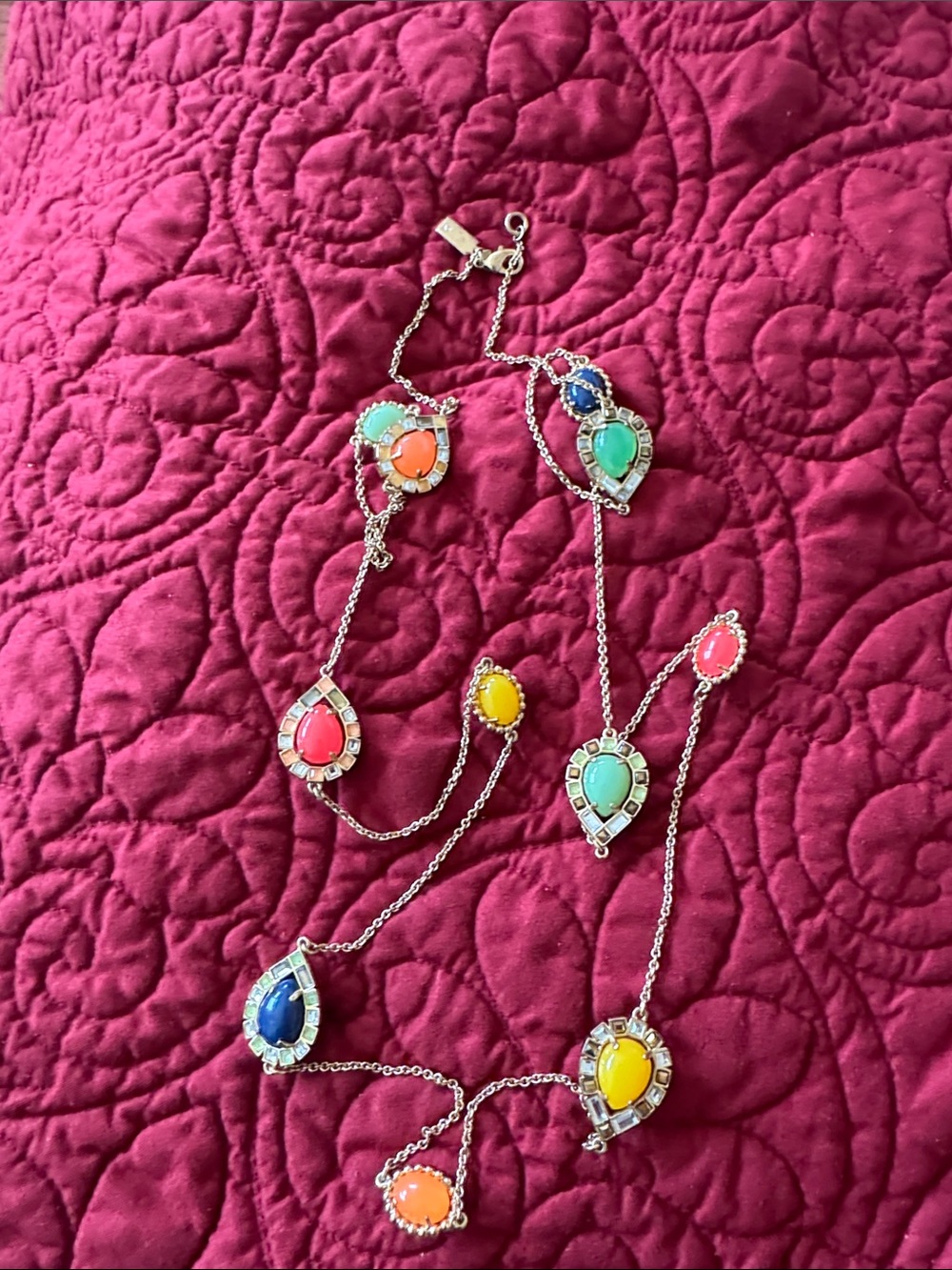 kate spade Multi-Color Teardrop Station Necklace — Bright Gemstones